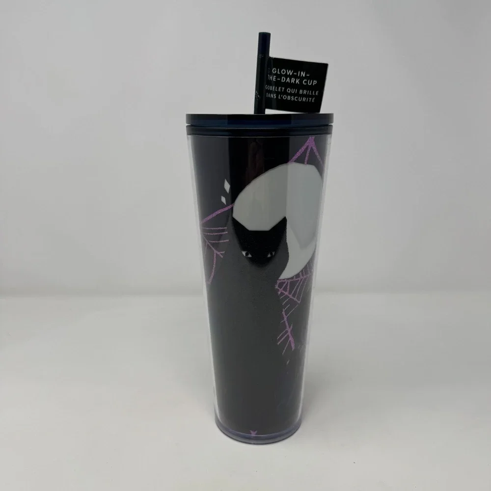 New Starbucks Limited 2021 Halloween Glow in the Dark 24oz Cup Tumbler Black Cat